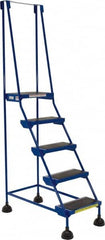 Vestil - 76" 5 Step Ladder - 300 Lb Capacity, 48" Platform Height, 22" Base Width x 40" Base Depth, Rubber Matted - Exact Tooling