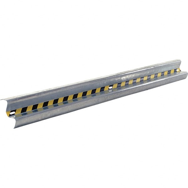 Vestil - 10' Long x 12" High, Gray with Black & Yellow Caution Tape Steel Straight Heavy Duty Guard Rail - 3 Rails Accommodated, 3-1/4" Deep, 76 Lb - Exact Tooling