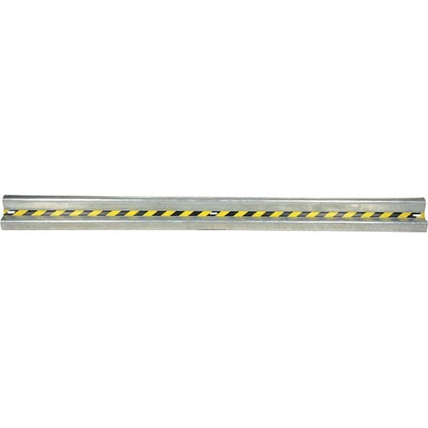 Vestil - 12' Long x 12" High, Gray with Black & Yellow Caution Tape Steel Straight Heavy Duty Guard Rail - 3 Rails Accommodated, 3-1/4" Deep, 83 Lb - Exact Tooling