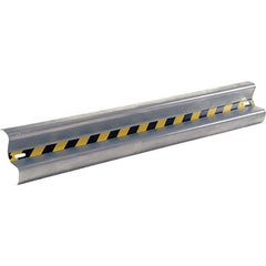 Vestil - 6' Long x 12" High, Gray with Black & Yellow Caution Tape Steel Straight Standard Guard Rail - 2 Rails Accommodated, 3-1/4" Deep, 47 Lb - Exact Tooling