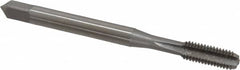 OSG - #10-32 UNF 2B 3 Flute Nitride Finish Vanadium High Speed Steel Straight Flute Machine Tap - Bottoming, Right Hand Thread, 2-3/8" OAL, 7/8" Thread Length, H3 Limit, Oversize - Exact Tooling