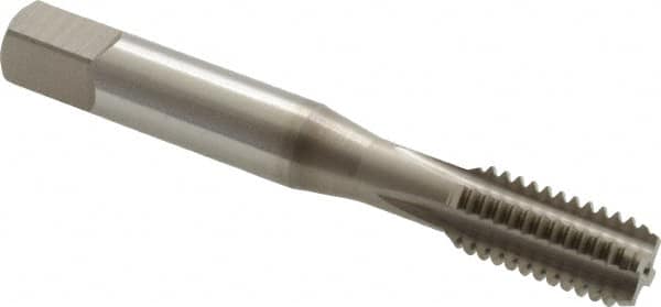 OSG - 3/8-16 UNC 3B 4 Flute Nitride Finish Vanadium High Speed Steel Straight Flute Machine Tap - Bottoming, Right Hand Thread, 2-15/16" OAL, 1-1/4" Thread Length, H3 Limit, Oversize - Exact Tooling