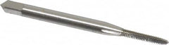 OSG - #2-56 UNC 2B 3 Flute Bright Finish Vanadium High Speed Steel Straight Flute Machine Tap - Plug, Right Hand Thread, 1-3/4" OAL, 7/16" Thread Length, H2 Limit, Oversize - Exact Tooling