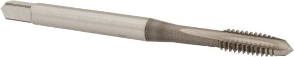 OSG - #8-32 UNC 2B 3 Flute Nitride Finish Vanadium High Speed Steel Straight Flute Machine Tap - Plug, Right Hand Thread, 2-1/8" OAL, 3/4" Thread Length, H3 Limit, Oversize - Exact Tooling