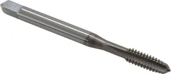 OSG - #10-24 UNC 2B/3B 3 Flute Nitride Finish Vanadium High Speed Steel Straight Flute Machine Tap - Plug, Right Hand Thread, 2-3/8" OAL, 7/8" Thread Length, H3 Limit, Oversize - Exact Tooling