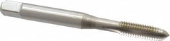 OSG - 1/4-28 UNF 3B 3 Flute Nitride Finish Vanadium High Speed Steel Straight Flute Machine Tap - Plug, Right Hand Thread, 2-1/2" OAL, 1" Thread Length, H3 Limit, Oversize - Exact Tooling