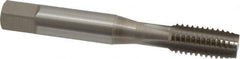 OSG - 3/8-16 UNC 3B 4 Flute Nitride Finish Vanadium High Speed Steel Straight Flute Machine Tap - Plug, Right Hand Thread, 2-15/16" OAL, 1-1/4" Thread Length, H3 Limit, Oversize - Exact Tooling