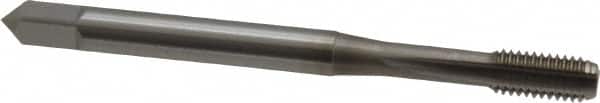 OSG - M5x0.80 Metric Coarse 3 Flute Nitride Finish Vanadium High Speed Steel Straight Flute Machine Tap - Bottoming, Right Hand Thread, 2-3/8" OAL, 7/8" Thread Length, D5 Limit, Oversize - Exact Tooling
