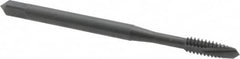 OSG - #6-32 UNC, 2 Flute, Oxide Finish, Vanadium High Speed Steel Spiral Point Tap - Plug Chamfer, Right Hand Thread, 2" OAL, 11/16" Thread Length, 0.141" Shank Diam, Series 280 - Exact Tooling