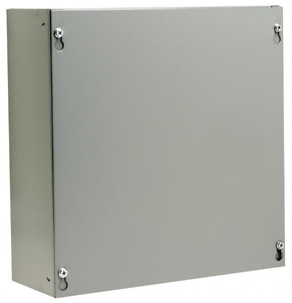 Cooper B-Line - Steel Junction Box Enclosure Screw Flat Cover - NEMA 1, 12" Wide x 12" High x 4" Deep - Exact Tooling