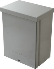 Cooper B-Line - Steel Junction Box Enclosure Screw Flat Cover - NEMA 3R, 6" Wide x 8" High x 4" Deep, Rainproof - Exact Tooling