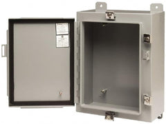 Cooper B-Line - Steel Standard Enclosure Hinge Flat Cover - NEMA 4, 12, 13, 12" Wide x 16" High x 8" Deep, Dust-tight, Rainproof & Watertight - Exact Tooling