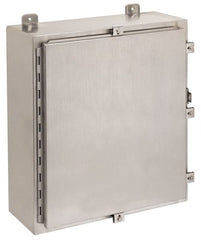 Cooper B-Line - Stainless Steel Standard Enclosure Hinge Flat Cover - NEMA 4, 12, 13, 4X, 16" Wide x 20" High x 6" Deep, Corrosion Resistant, Rainproof & Watertight - Exact Tooling