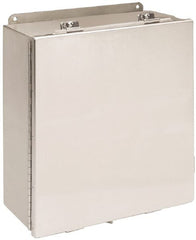 Cooper B-Line - Stainless Steel Standard Enclosure Hinge Flat Cover - NEMA 4, 12, 13, 3RX, 4X, 12" Wide x 12" High x 6" Deep, Corrosion Resistant, Dust-tight, Rainproof & Watertight - Exact Tooling
