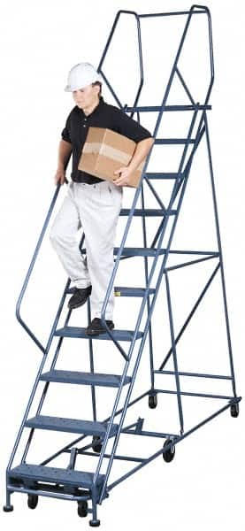 Gillis - 10.83' High 300 Lb Capacity 10 Step Rolling Ladder - Exact Tooling