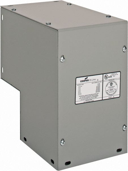 Cooper B-Line - 6 Inch Wide x 6 Inch High, Raceway Elbow End - 90°, Gray, For Use with Lay In Wireways, Type 1 Screw Cover Wireway - Exact Tooling