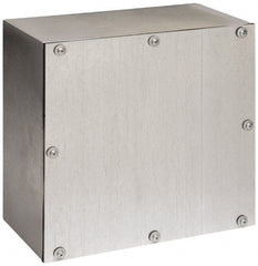 Cooper B-Line - Steel Junction Box Enclosure Screw Flat Cover - NEMA 3, 12, 12" Wide x 12" High x 6" Deep, Rainproof - Exact Tooling