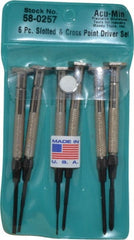 Moody Tools - 6 Piece JIS, Phillips & Slotted Screwdriver Set - Bit Sizes: Philips JIS: #00, Phillips: #0, #1, Slotted - Exact Tooling