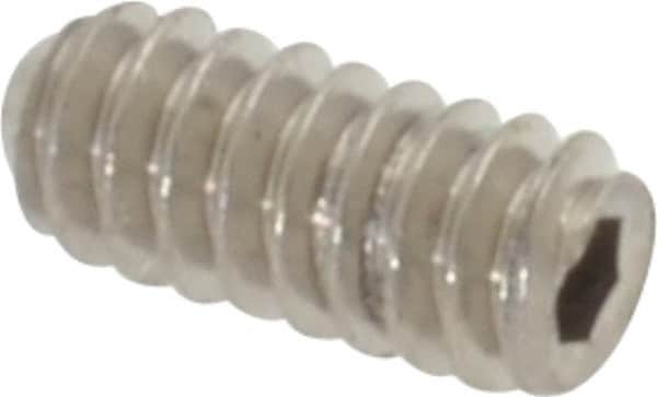 Value Collection - #4-40 UNC, 1/4" OAL, Flat Point Set Screw - Grade Austenitic A2 Stainless Steel, 0.05" Key - Exact Tooling