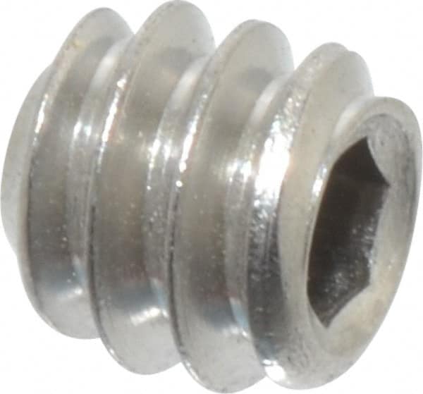 Value Collection - #6-32 UNC, 1/8" OAL, Flat Point Set Screw - Grade Austenitic A2 Stainless Steel, 1/16" Key - Exact Tooling