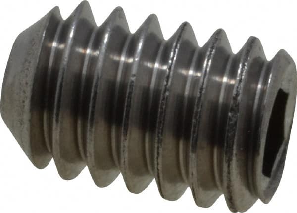 Value Collection - #8-32 UNC, 1/4" OAL, Flat Point Set Screw - Grade Austenitic A2 Stainless Steel, 5/64" Key - Exact Tooling