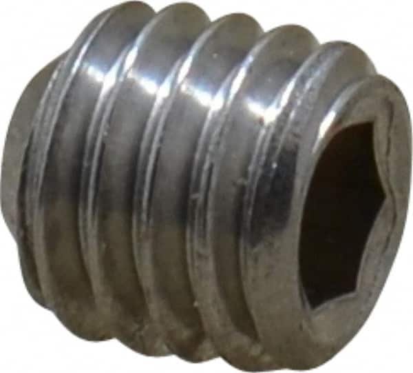 Value Collection - #10-32 UNF, 3/16" OAL, Flat Point Set Screw - Grade Austenitic A2 Stainless Steel, 3/32" Key - Exact Tooling