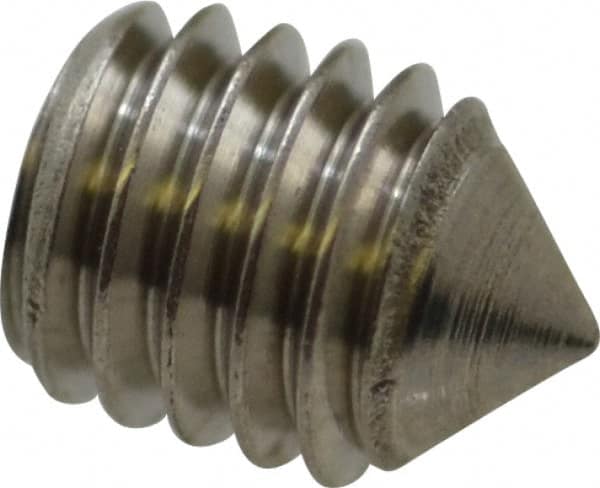 Value Collection - #10-32 UNF, 1/4" OAL, Cone Point Set Screw - Grade Austenitic A2 Stainless Steel, 3/32" Key - Exact Tooling