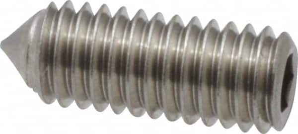 Value Collection - #10-32 UNF, 1/2" OAL, Cone Point Set Screw - Grade Austenitic A2 Stainless Steel, 3/32" Key - Exact Tooling