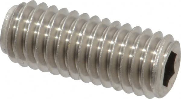 Value Collection - 3/8-16 UNC, 1" OAL, Oval Point Set Screw - Grade Austenitic A2 Stainless Steel, 3/16" Key - Exact Tooling