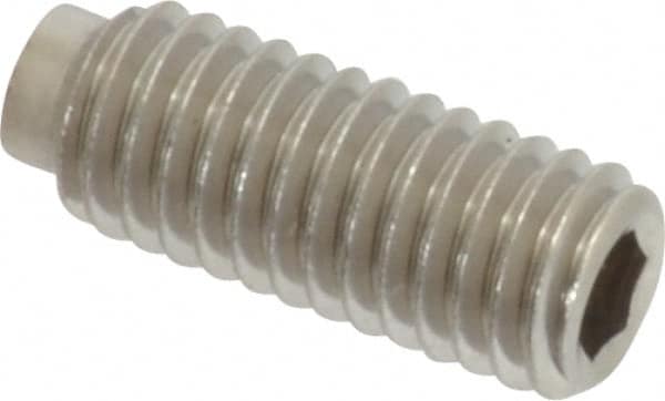 Value Collection - #10-32 UNF, 1/2" OAL, Half Dog Point Set Screw - Grade Austenitic A2 Stainless Steel, 3/32" Key - Exact Tooling