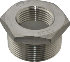 Merit Brass - 1-1/2 x 1" Grade 316 Stainless Steel Pipe Hex Bushing - MNPT x FNPT End Connections, 150 psi - Exact Tooling