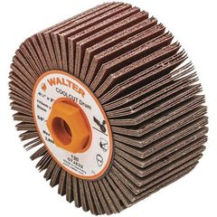 WALTER Surface Technologies - 4-1/4" Diam 120 Grit Aluminum Oxide Unmounted Flap Wheel - 5/8-11 Threaded Hole, 2" Wide, Coated, Grade Fine, 3,800 Max RPM - Exact Tooling