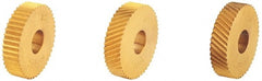 Dorian Tool - 1/2" Diam, 90° Tooth Angle, 16 TPI, Standard (Shape), Form Type High Speed Steel Left-Hand Diagonal Knurl Wheel - 3/16" Face Width, 3/16" Hole, Circular Pitch, 30° Helix, Bright Finish, Series C - Exact Tooling