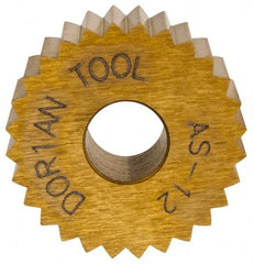 Dorian Tool - 3/4" Diam, 90° Tooth Angle, 12 TPI, Standard (Shape), Form Type High Speed Steel Straight Knurl Wheel - 3/8" Face Width, 1/4" Hole, Circular Pitch, Bright Finish, Series A - Exact Tooling