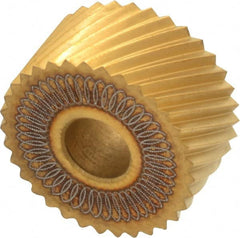 Dorian Tool - 3/4" Diam, 90° Tooth Angle, 16 TPI, Standard (Shape), Form Type High Speed Steel Right-Hand Diagonal Knurl Wheel - 3/8" Face Width, 1/4" Hole, Circular Pitch, 30° Helix, Bright Finish, Series A - Exact Tooling