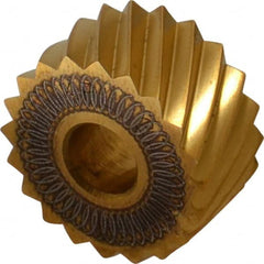 Dorian Tool - 3/4" Diam, 90° Tooth Angle, 10 TPI, Standard (Shape), Form Type High Speed Steel Left-Hand Diagonal Knurl Wheel - 3/8" Face Width, 1/4" Hole, Circular Pitch, 30° Helix, Bright Finish, Series A - Exact Tooling