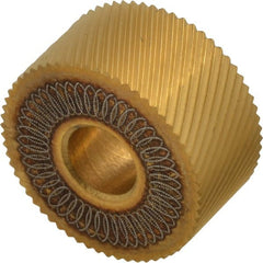 Dorian Tool - 3/4" Diam, 90° Tooth Angle, 30 TPI, Standard (Shape), Form Type High Speed Steel Left-Hand Diagonal Knurl Wheel - 3/8" Face Width, 1/4" Hole, Circular Pitch, 30° Helix, Bright Finish, Series A - Exact Tooling