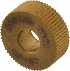 Dorian Tool - 1/2" Diam, 90° Tooth Angle, 40 TPI, Standard (Shape), Form Type High Speed Steel Straight Knurl Wheel - 3/16" Face Width, 3/16" Hole, Circular Pitch, Bright Finish, Series C - Exact Tooling
