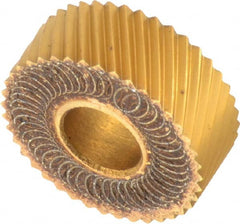 Dorian Tool - 1/2" Diam, 90° Tooth Angle, 30 TPI, Standard (Shape), Form Type High Speed Steel Left-Hand Diagonal Knurl Wheel - 3/16" Face Width, 3/16" Hole, Circular Pitch, 30° Helix, Bright Finish, Series C - Exact Tooling