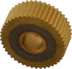Dorian Tool - 1" Diam, 90° Tooth Angle, 14 TPI, Standard (Shape), Form Type High Speed Steel Straight Knurl Wheel - 3/8" Face Width, 5/16" Hole, Circular Pitch, Bright Finish, Series O - Exact Tooling