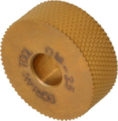 Dorian Tool - 1" Diam, 90° Tooth Angle, 25 TPI, Standard (Shape), Form Type High Speed Steel Male Diamond Knurl Wheel - 3/8" Face Width, 5/16" Hole, Circular Pitch, 30° Helix, Bright Finish, Series O - Exact Tooling