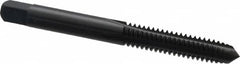 OSG - 1/4-20 UNC 2B 4 Flute Nitride/Oxide Finish High Speed Steel Straight Flute Standard Hand Tap - Plug, Right Hand Thread, 2-1/2" OAL, 1" Thread Length, H5 Limit, Oversize - Exact Tooling