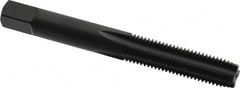 OSG - 5/16-24 UNF 3B 4 Flute Nitride/Oxide Finish High Speed Steel Straight Flute Standard Hand Tap - Plug, Right Hand Thread, 2-23/32" OAL, 1-1/8" Thread Length, H3 Limit, Oversize - Exact Tooling
