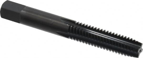 OSG - 3/8-16 UNC 2B 4 Flute Nitride/Oxide Finish High Speed Steel Straight Flute Standard Hand Tap - Plug, Right Hand Thread, 2-15/16" OAL, 1-1/4" Thread Length, H5 Limit, Oversize - Exact Tooling