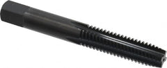 OSG - 3/8-16 UNC 2B 4 Flute Nitride/Oxide Finish High Speed Steel Straight Flute Standard Hand Tap - Plug, Right Hand Thread, 2-15/16" OAL, 1-1/4" Thread Length, H5 Limit, Oversize - Exact Tooling