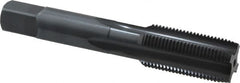 OSG - 3/4-16 UNF 2B 4 Flute Nitride/Oxide Finish High Speed Steel Straight Flute Standard Hand Tap - Plug, Right Hand Thread, 4-1/4" OAL, 2" Thread Length, H5 Limit, Oversize - Exact Tooling