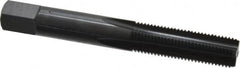 OSG - 3/8-24 UNF 3B 4 Flute Nitride/Oxide Finish High Speed Steel Straight Flute Standard Hand Tap - Bottoming, Right Hand Thread, 2-15/16" OAL, 1-1/4" Thread Length, H3 Limit, Oversize - Exact Tooling