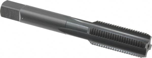 OSG - 9/16-18 UNF 4 Flute Nitride/Oxide Finish High Speed Steel Straight Flute Standard Hand Tap - Bottoming, Right Hand Thread, 3-19/32" OAL, 1-21/32" Thread Length, H5 Limit, Oversize - Exact Tooling