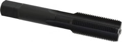 OSG - 3/4-16 UNF 2B 4 Flute Nitride/Oxide Finish High Speed Steel Straight Flute Standard Hand Tap - Bottoming, Right Hand Thread, 4-1/4" OAL, 2" Thread Length, H5 Limit, Oversize - Exact Tooling