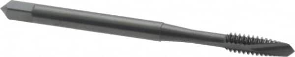OSG - #6-32 UNC, 2 Flute, Oxide Finish, High Speed Steel Spiral Point Tap - Plug Chamfer, Right Hand Thread, 2" OAL, 11/16" Thread Length, 0.141" Shank Diam, Series 105 - Exact Tooling